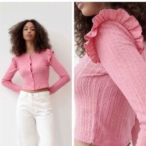 Zara Pink Ruffle Detail Blouse